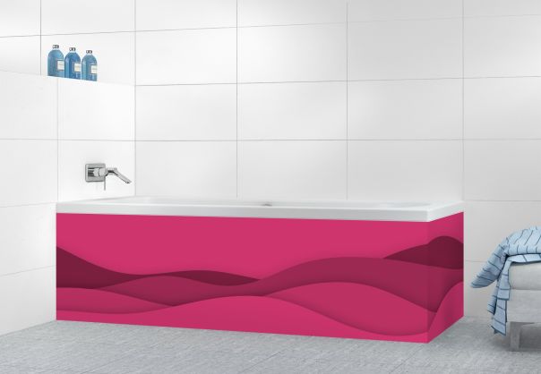 Panneau tablier de bain Vagues couleur Saphir rose motif inversé