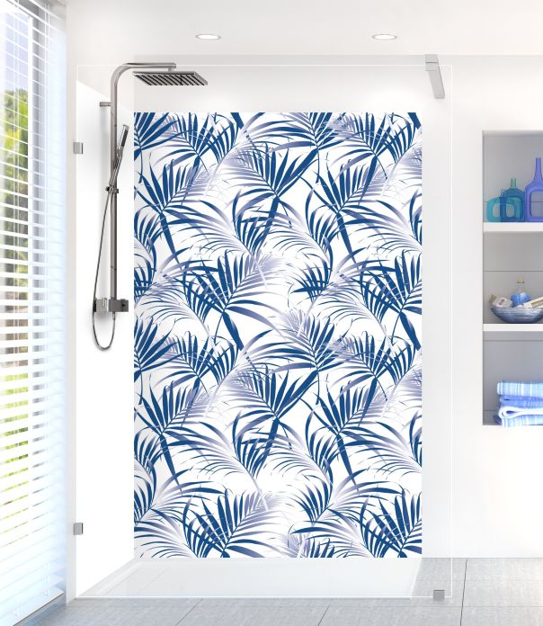 Panneau de douche Feuilles tropicales couleur Bleu électrique