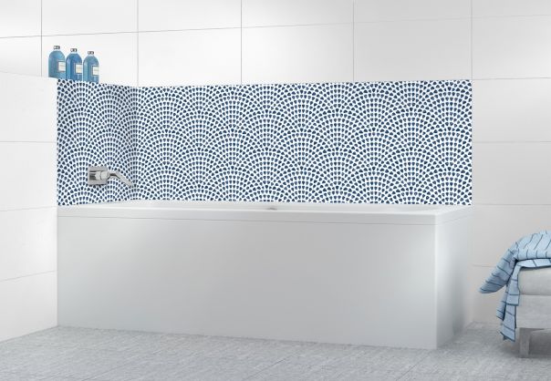 Panneau de bain Mosaïque petits cœurs couleur Bleu nuit