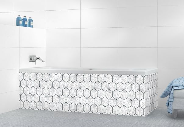 Panneau tablier de bain Carreaux de ciment hexagonaux couleur Blanc