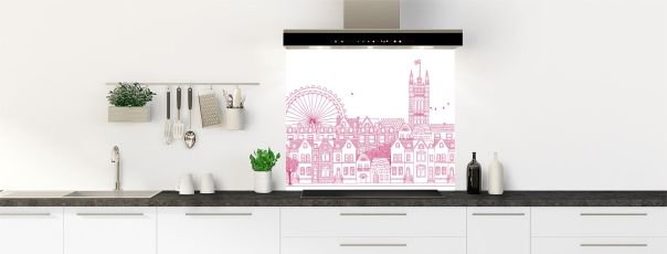 Crédence de cuisine Londres couleur Saphir rose fond de hotte motif inversé