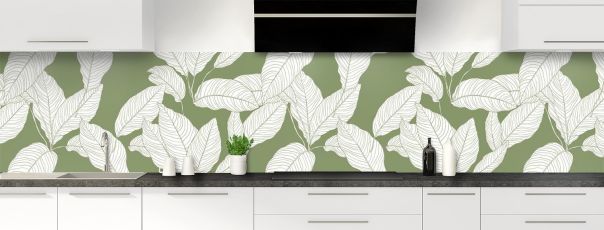 Crédence de cuisine Feuilles couleur couleur Vert sauge panoramique motif inversé