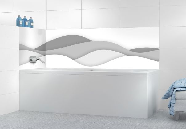 Déco contour de baignoire abstraite originale avec vagues en camaieu de couleurs, décliné en 23 couleurs tendances