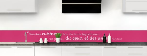 Crédence de cuisine Bien cuisiner couleur Saphir rose frise