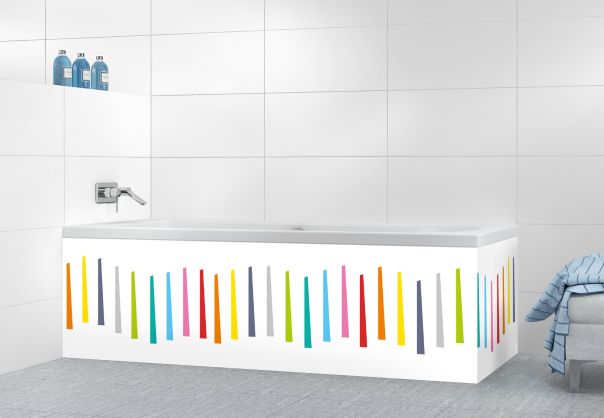 Panneau tablier de bain Barres colorées couleur Blanc