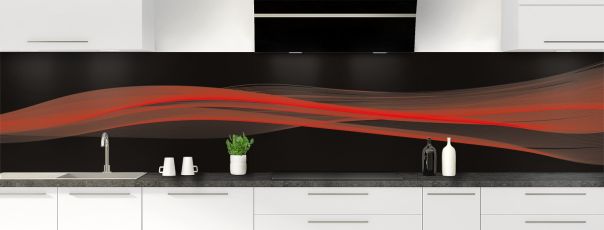 Crédence de cuisine Lignes design couleur Rouge vermillon panoramique motif inversé