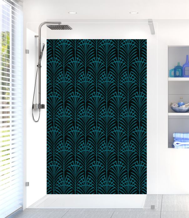 Panneau de douche Feuilles de palme couleur Bleu paon
