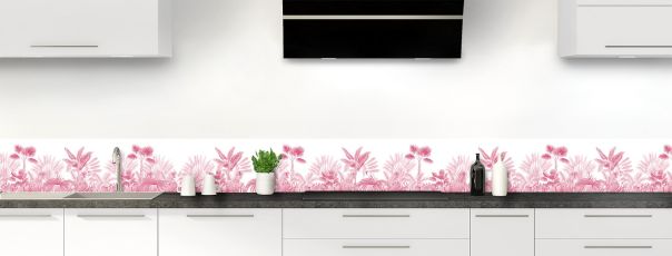 Crédence de cuisine Forêt tropicale couleur Saphir rose frise motif inversé