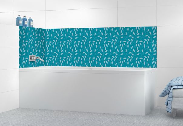Panneau de bain Rideau de feuilles  couleur Bleu paon