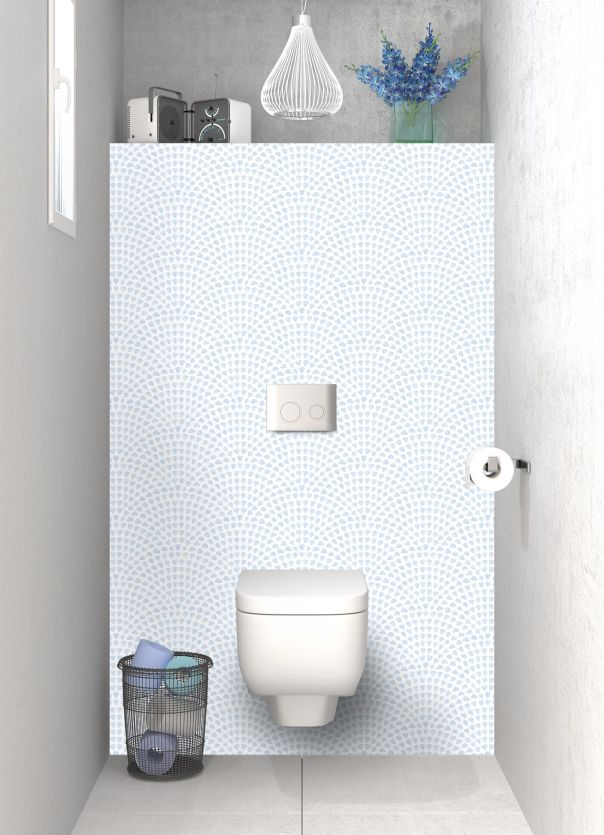 Panneau WC Mosaïque petits cœurs couleur Bleu dragée