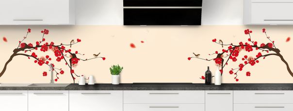 Crédence de cuisine Cerisier japonnais couleur Dune panoramique