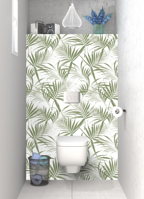 Panneau WC Feuilles tropicales couleur Vert sauge