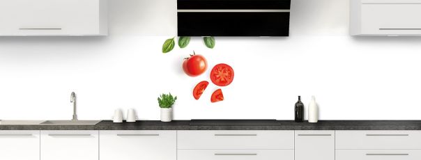 Crédence de cuisine Tomate basilic panoramique motif inversé