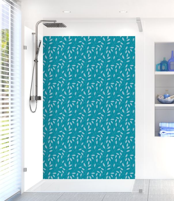 Panneau de douche Rideau de feuilles  couleur Bleu paon