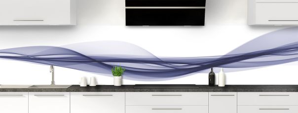 Crédence de cuisine Vaguelette couleur Bleu électrique panoramique motif inversé