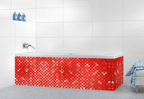 Panneau tablier de bain Diamants brillants couleur Rouge vermillon