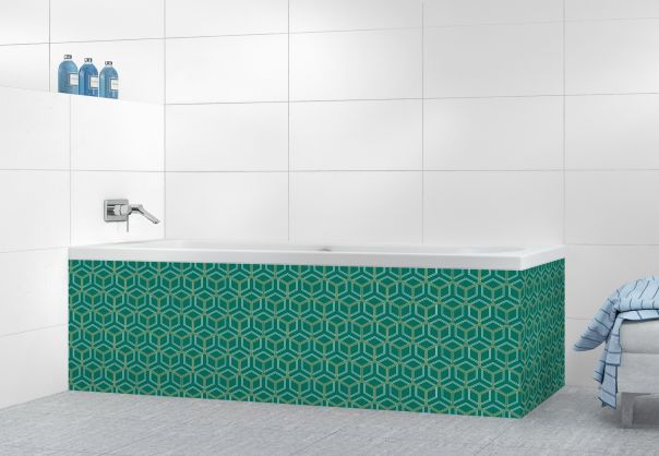 Panneau tablier de bain Mailles doré couleur Vert jade