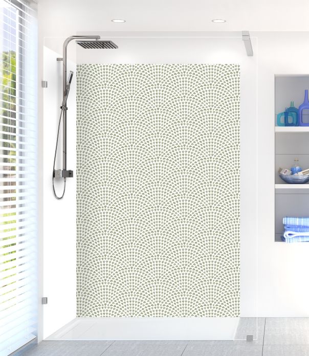 Panneau de douche Mosaïque petits cœurs couleur Vert sauge