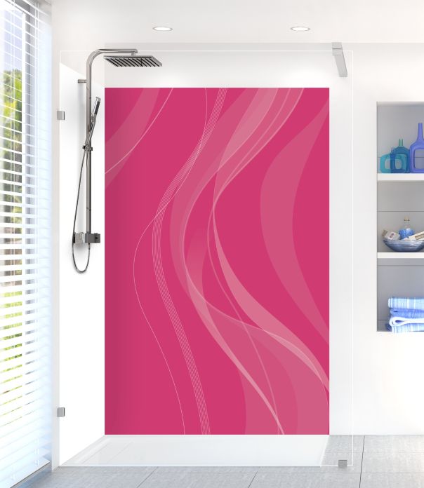 Panneau de douche Voilage couleur Saphir rose motif inversé