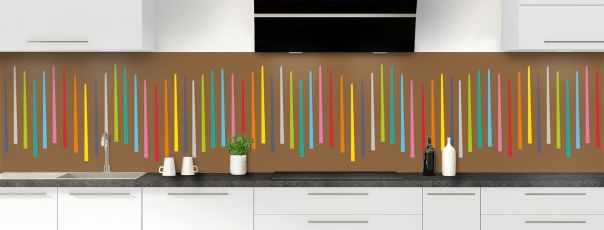 Crédence de cuisine Barres colorées couleur Cannelle panoramique