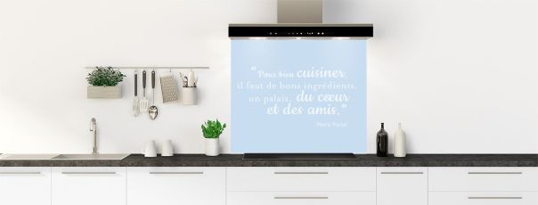 Crédence de cuisine Bien cuisiner couleur Bleu dragée fond de hotte