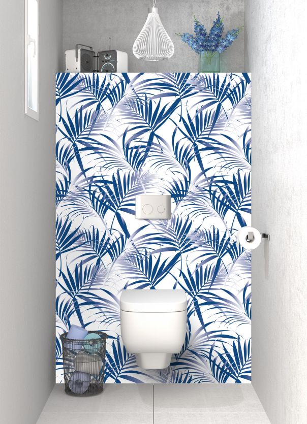 Panneau WC Feuilles tropicales couleur Bleu électrique
