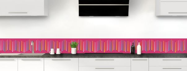 Crédence de cuisine Barres colorées couleur Saphir rose frise motif inversé