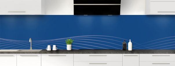 Crédence de cuisine Courbes couleur Bleu électrique panoramique motif inversé