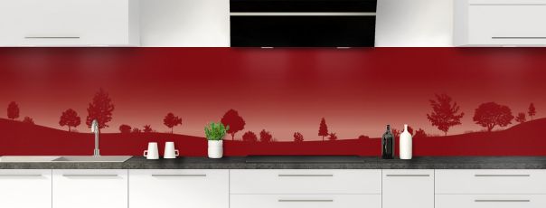 Crédence de cuisine Paysage couleur Rouge grenat panoramique