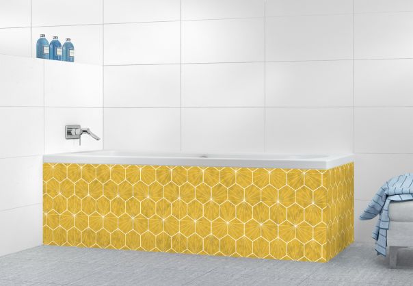Panneau tablier de bain Carreaux de ciment hexagonaux couleur Curcuma