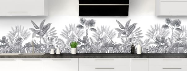 Crédence de cuisine Forêt tropicale couleur Gris anthracite panoramique motif inversé