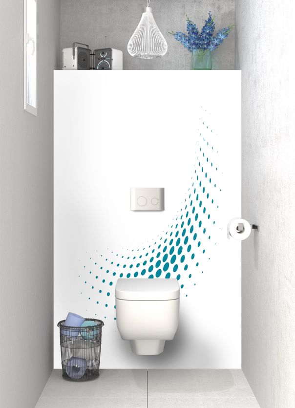 Panneau WC Nuage de points couleur Bleu paon motif inversé