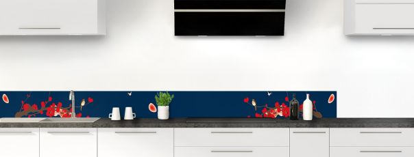 Crédence de cuisine Cerisier japonnais couleur Bleu nuit frise