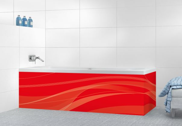 Panneau tablier de bain Voilage couleur Rouge vermillon motif inversé