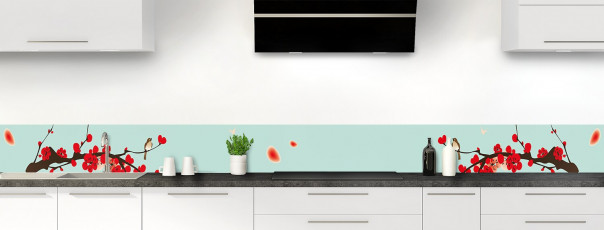 Crédence de cuisine Cerisier japonnais couleur vert pastel dosseret