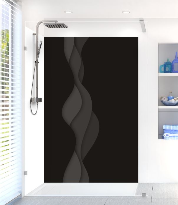 Panneau de douche Vagues couleur Noir motif inversé