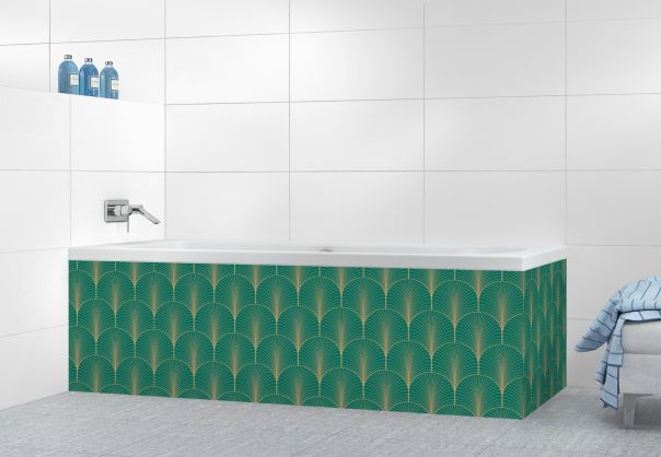 Panneau tablier de bain Seigaihas doré couleur Vert jade