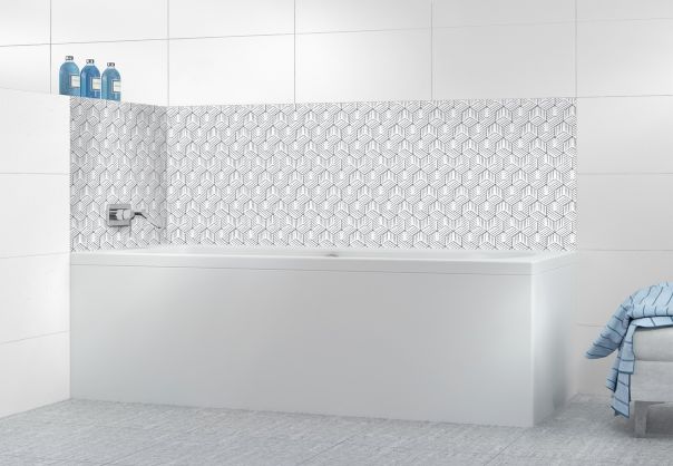 Panneau de bain Cubes rayés  couleur Gris anthracite