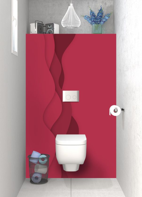 Panneau WC Vagues couleur Rose grenade motif inversé