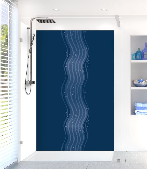 Panneau de douche Vagues design couleur Bleu nuit