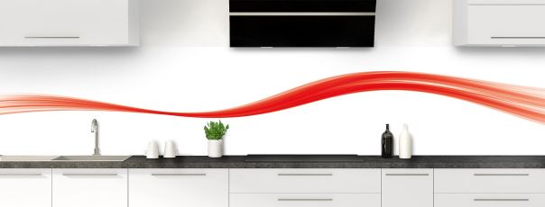 Crédence de cuisine Ruban couleur couleur Rouge vermillon panoramique motif inversé