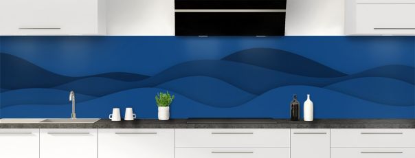 Crédence de cuisine Vagues couleur Bleu électrique panoramique motif inversé