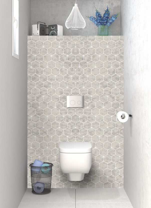 Panneau WC Carreaux de ciment hexagonaux Taupe