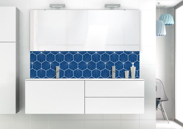 Panneau vasque Carreaux de ciment hexagonaux couleur Bleu électrique