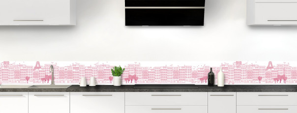 Crédence de cuisine La rue couleur Saphir rose frise motif inversé