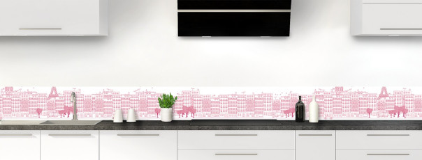 Crédence de cuisine La rue couleur Saphir rose frise motif inversé