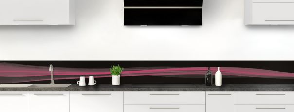 Crédence de cuisine Lignes design couleur Saphir rose frise
