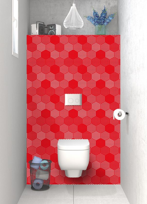 Panneau WC Camaïeu hexagone couleur Rouge vermillon
