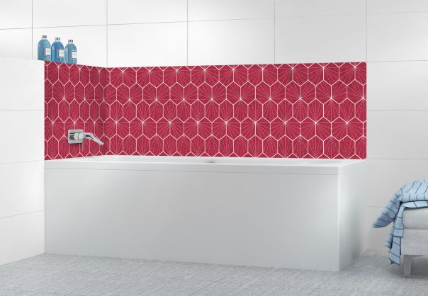 Panneau de bain Carreaux de ciment hexagonaux couleur Rose grenade