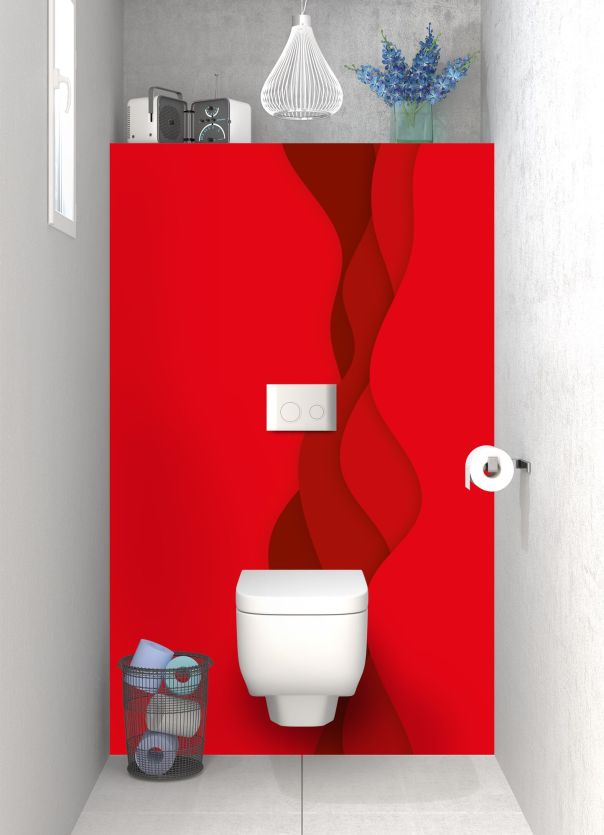 Panneau WC Vagues couleur Rouge vermillon